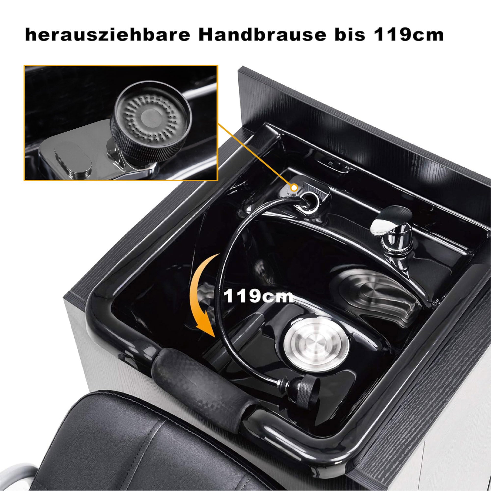 Professionelle Rückwärtswaschanlage ohne Stuhl 7154 Schwarz
