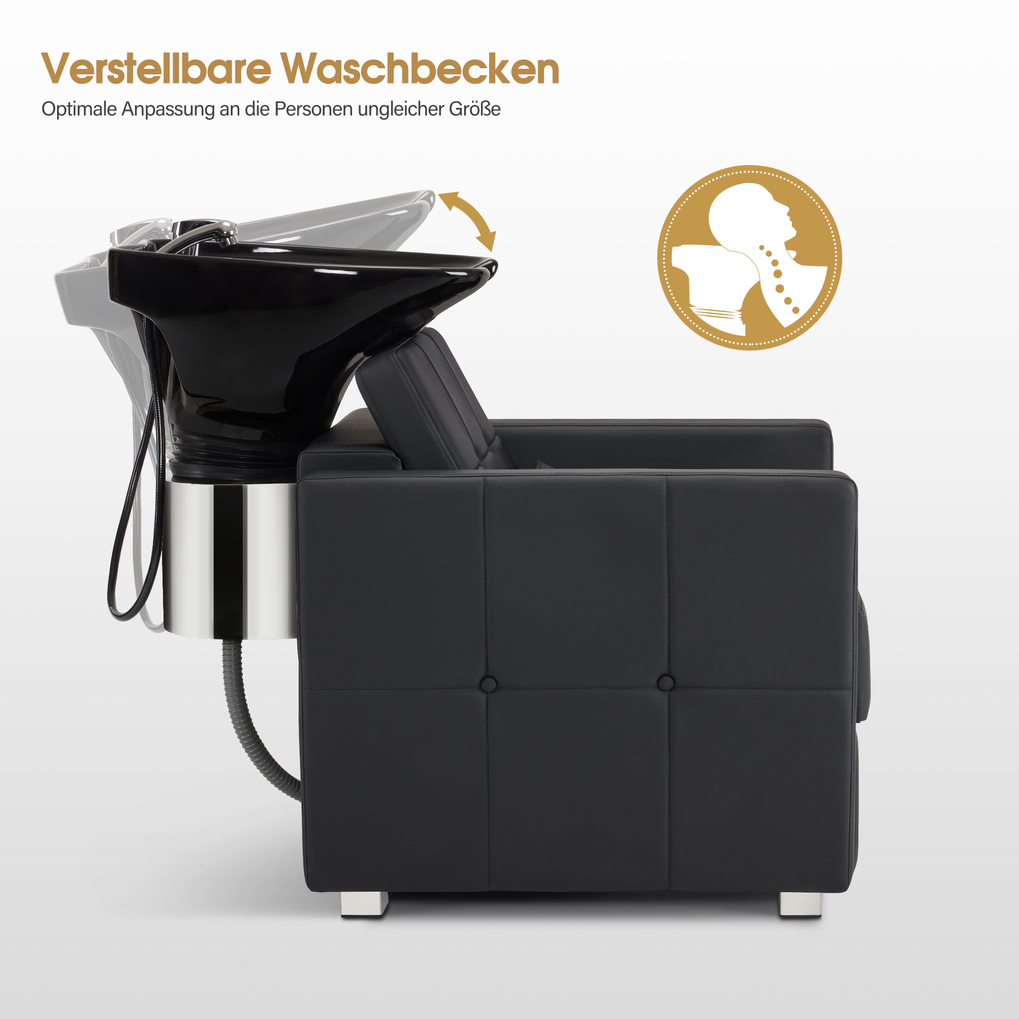 Friseurstuhl mit Waschbecken 8010 Schwarz