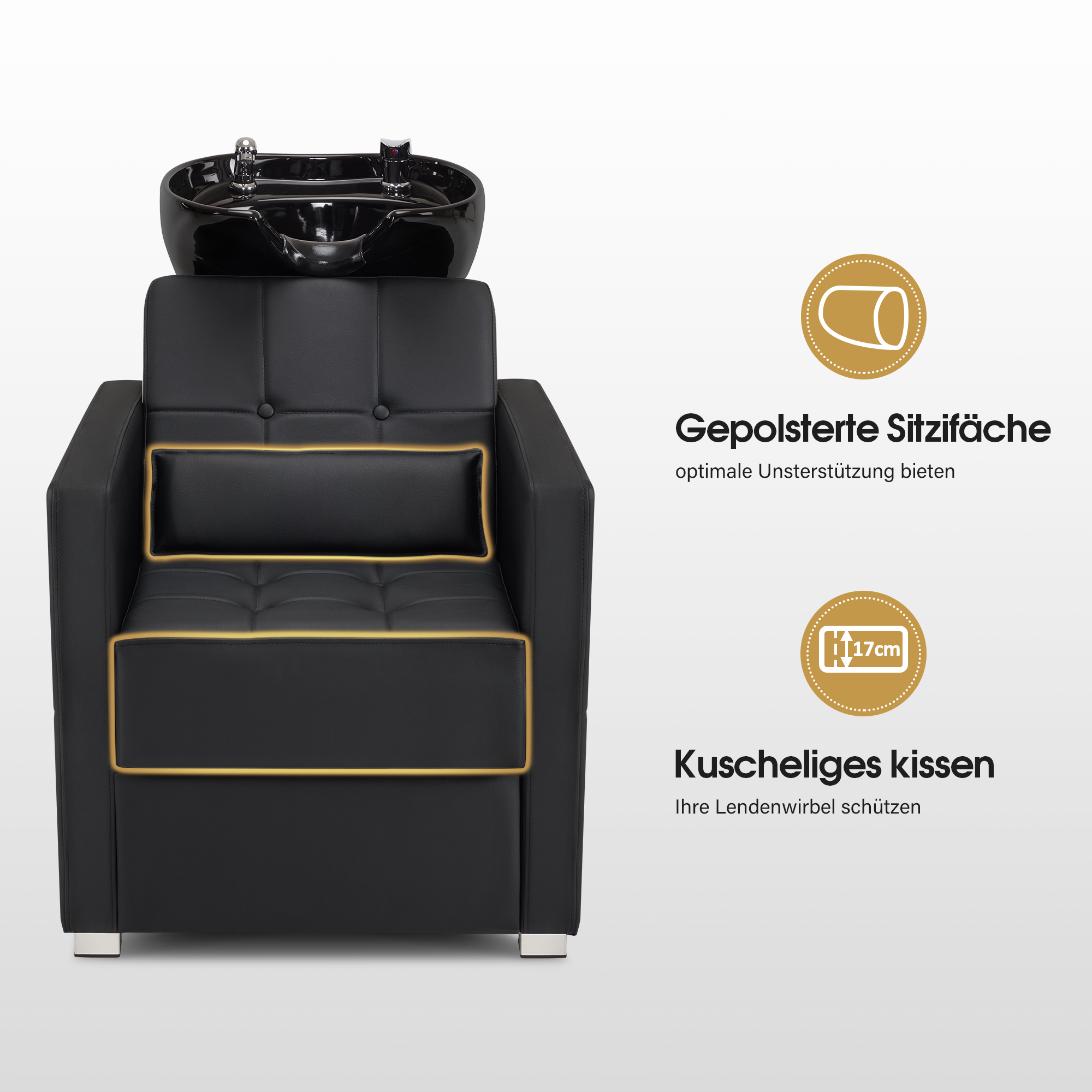 Friseurstuhl mit Waschbecken 8010 Schwarz