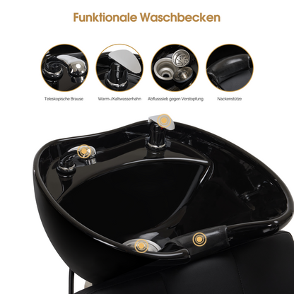 Friseurstuhl mit Waschbecken 8010 Schwarz