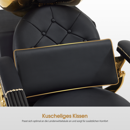 Friseurstuhl mit Waschbecken Retro 8024 Gold-Schwarz