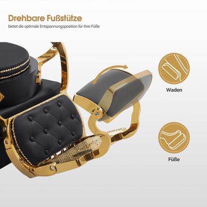Friseurstuhl mit Waschbecken Retro 8024 Gold-Schwarz