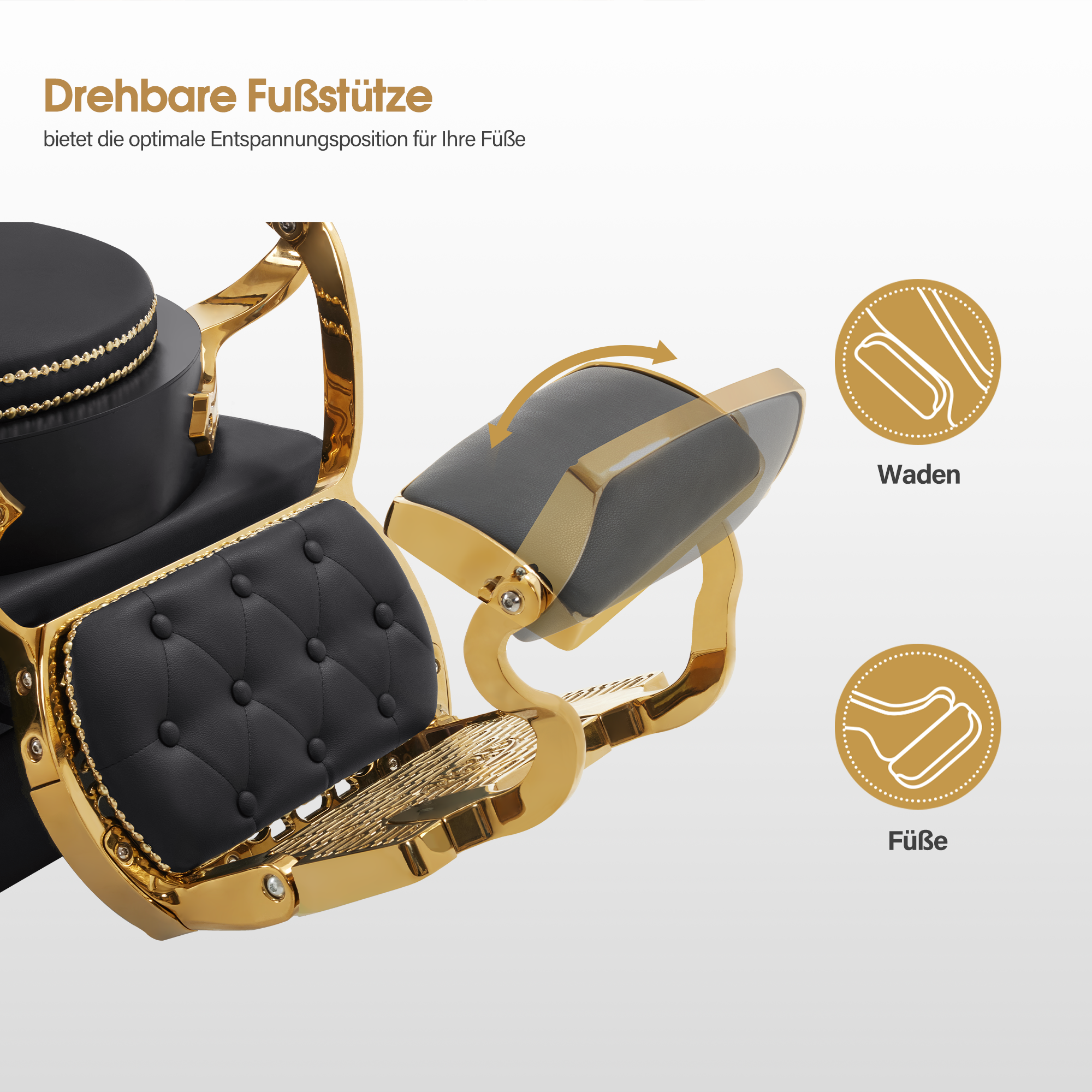 Friseurstuhl mit Waschbecken Retro 8024 Gold-Schwarz