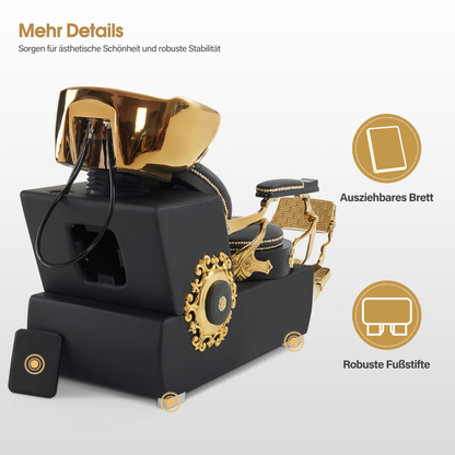 Friseurstuhl mit Waschbecken Retro 8024 Gold-Schwarz