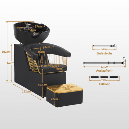 Friseurstuhl mit Waschbecken Retro 8037 Gold-Schwarz