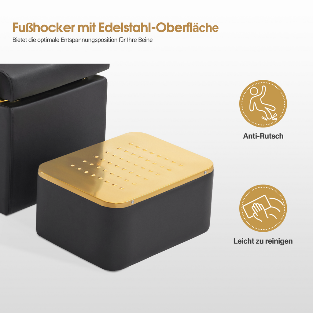 Friseurstuhl mit Waschbecken Retro 8037 Gold-Schwarz