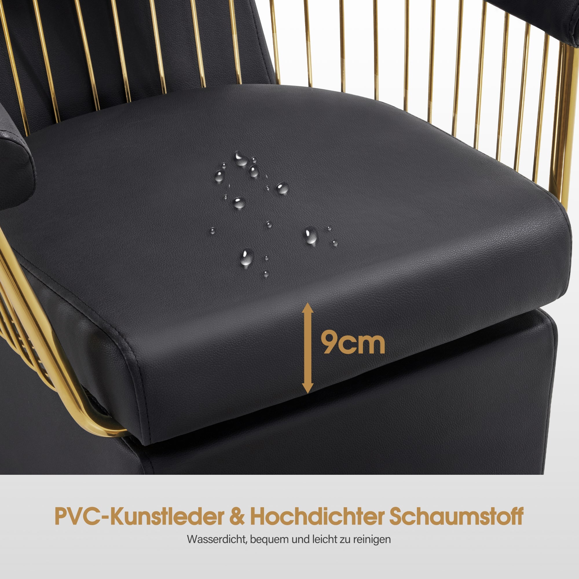 Friseurstuhl mit Waschbecken Retro 8037 Gold-Schwarz