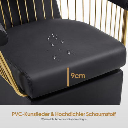 Friseurstuhl mit Waschbecken Retro 8037 Gold-Schwarz