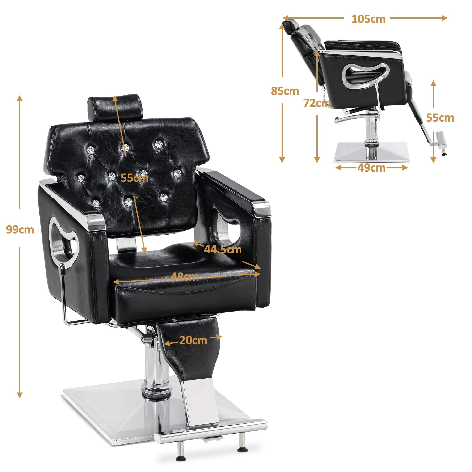 Friseurstuhl Retro Vintage 8132 Schwarz