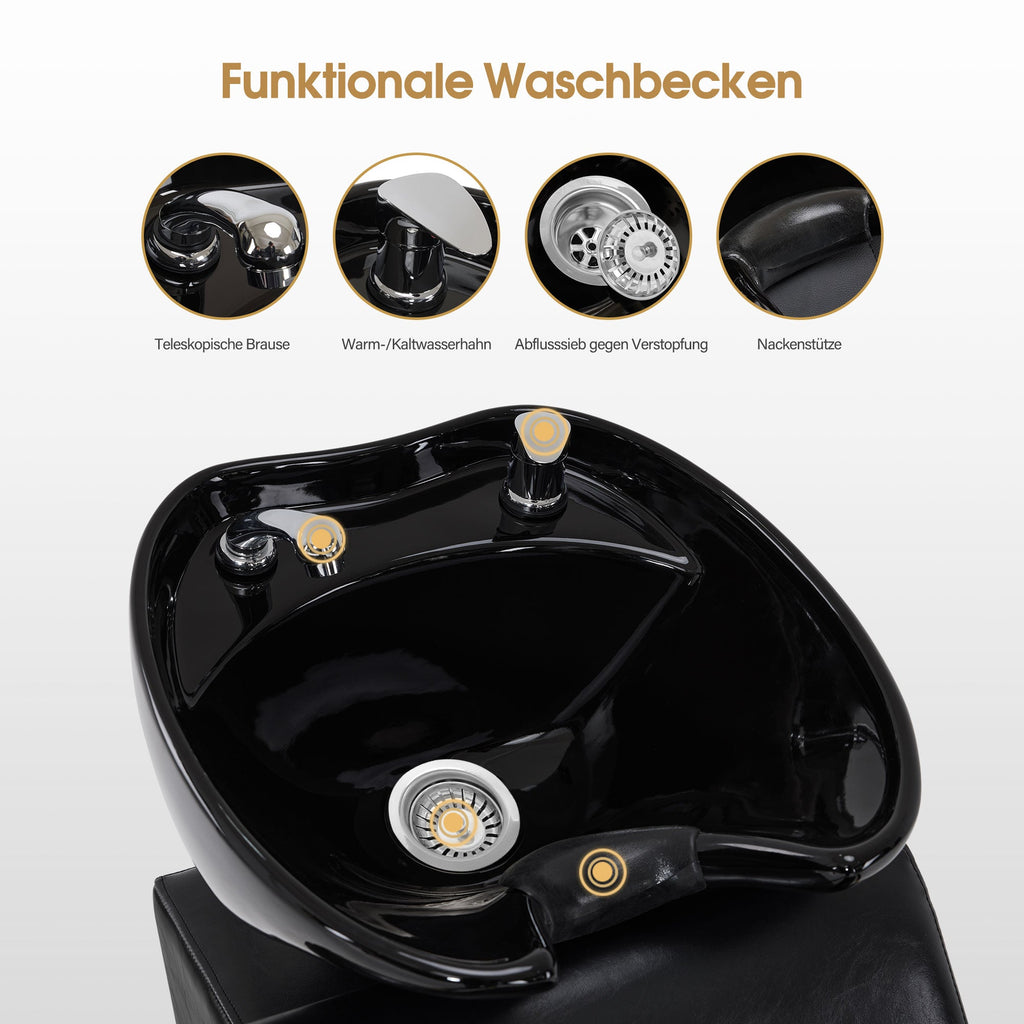 Friseurstuhl mit Waschbecken 8611 Schwarz