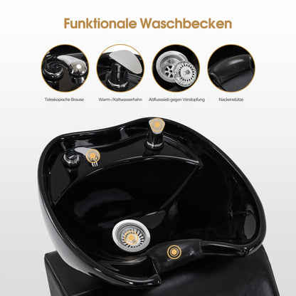 Friseurstuhl mit Waschbecken 8611 Schwarz