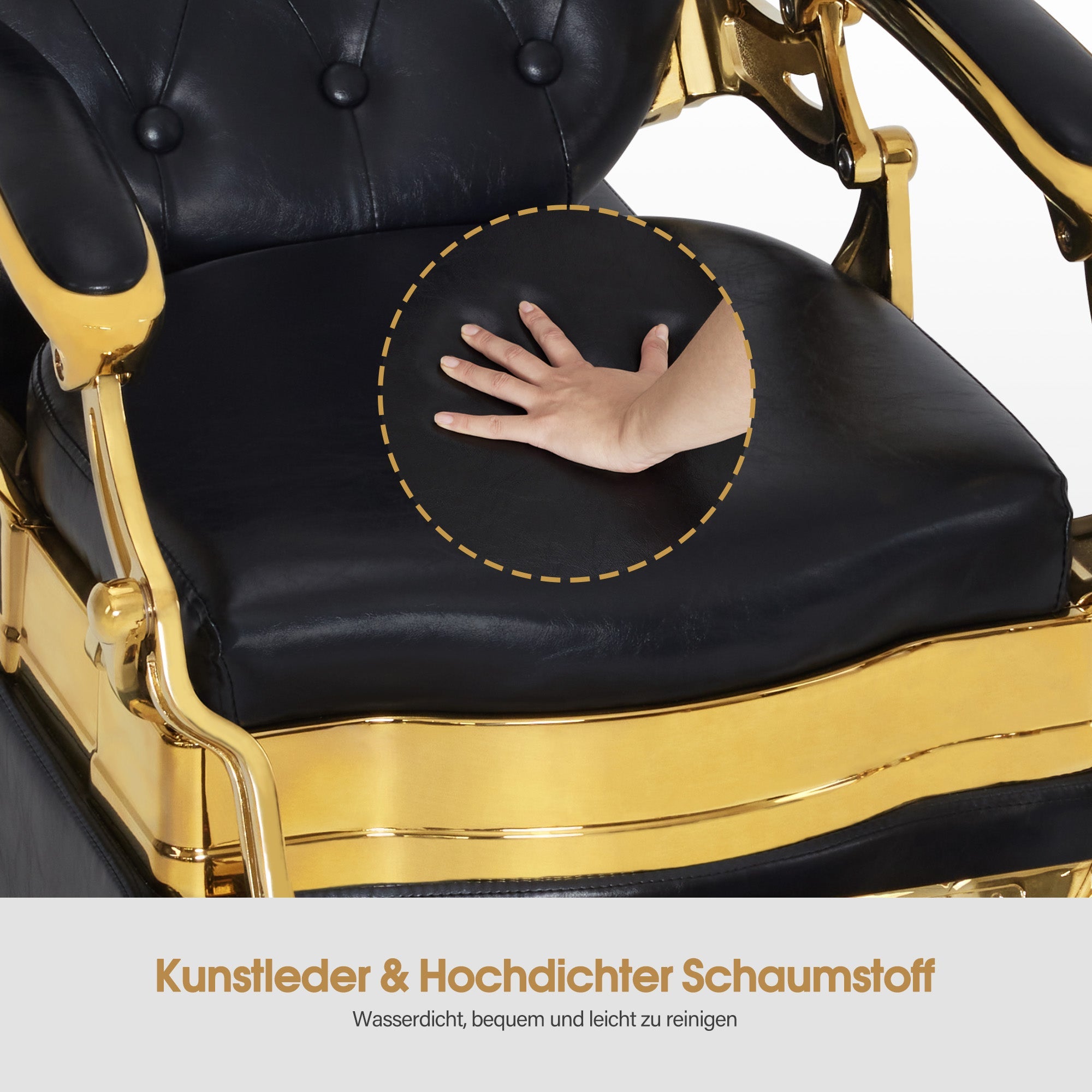 Friseurstuhl mit Waschbecken Retro 8653 Gold-Schwarz