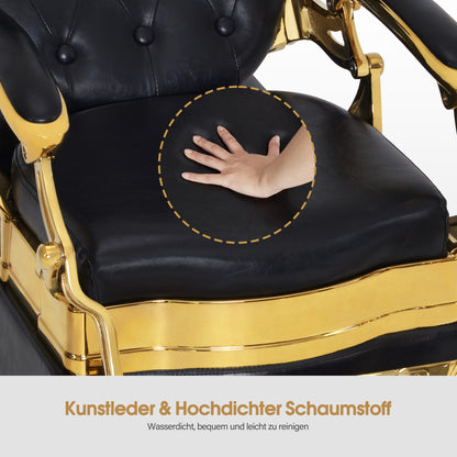Friseurstuhl mit Waschbecken Retro 8653 Gold-Schwarz