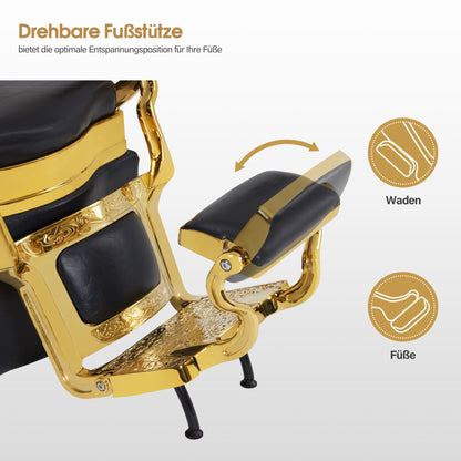 Friseurstuhl mit Waschbecken Retro 8653 Gold-Schwarz
