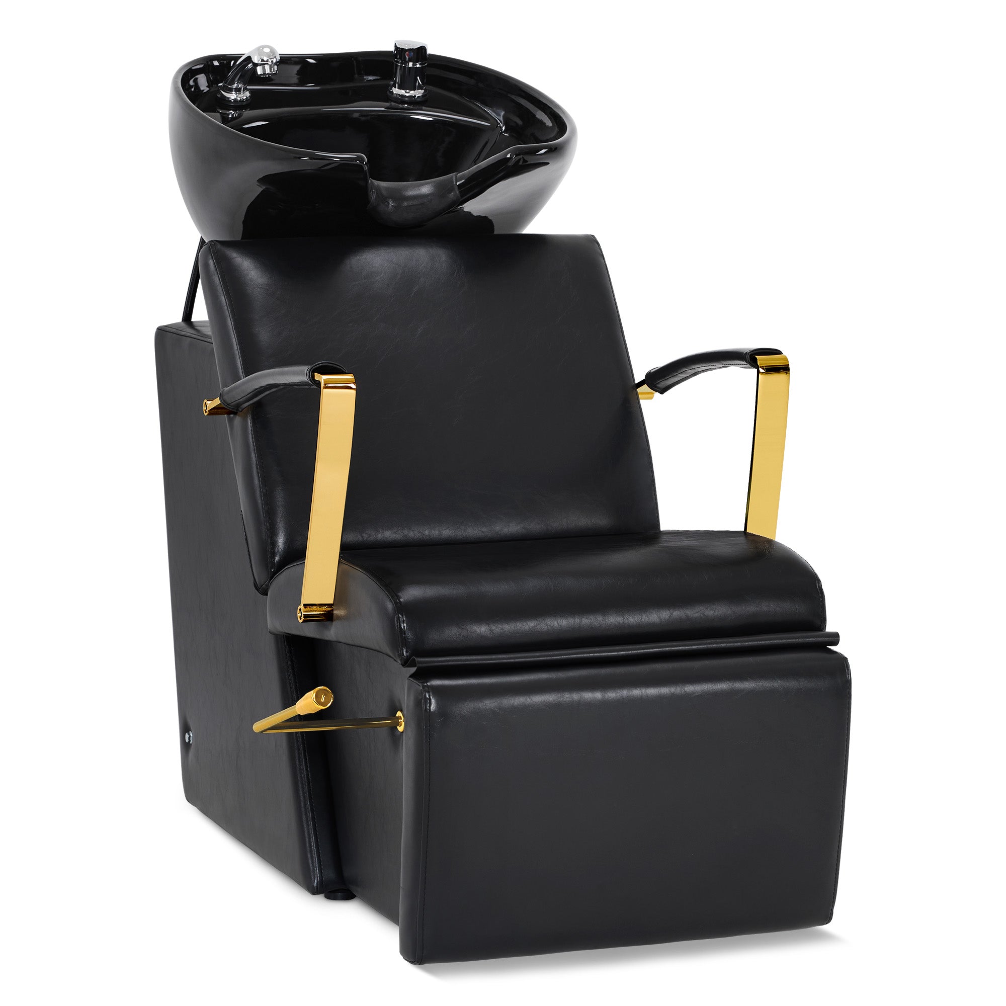 Friseurstuhl mit Waschbecken 8670 Schwarz-Gold