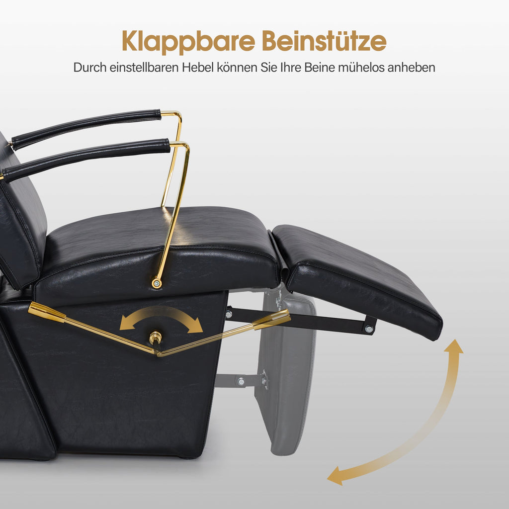 Friseurstuhl mit Waschbecken 8670 Schwarz-Gold