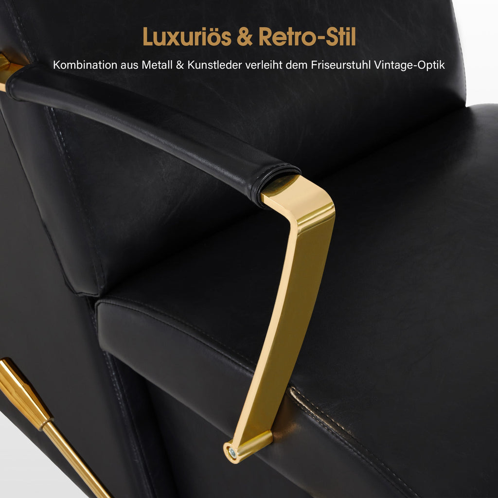 Friseurstuhl mit Waschbecken 8670 Schwarz-Gold