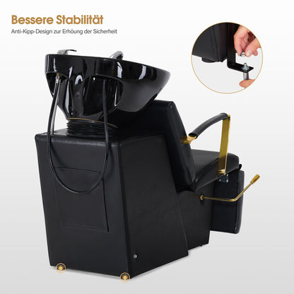 Friseurstuhl mit Waschbecken 8670 Schwarz-Gold