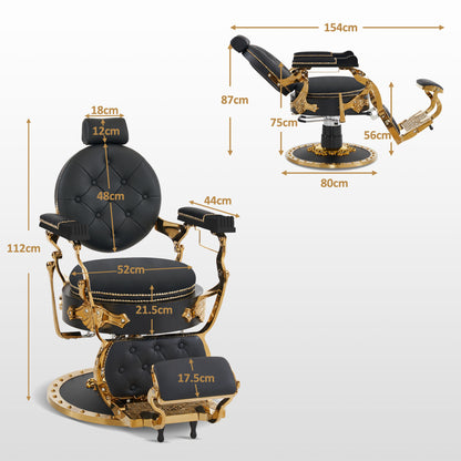 Friseurstuhl mit Kopfstütze 8688 Gold-Schwarz