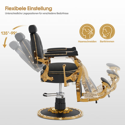Friseurstuhl mit Kopfstütze 8688 Gold-Schwarz