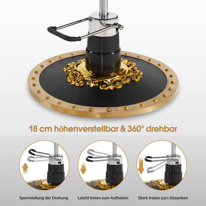 Friseurstuhl mit Kopfstütze 8688 Gold-Schwarz