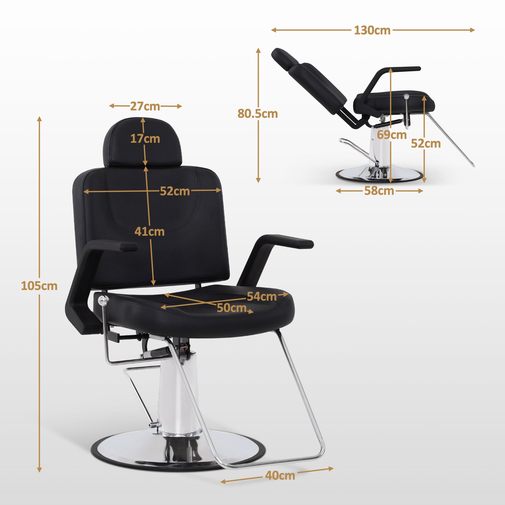 Friseurstuhl 8817 Schwarz