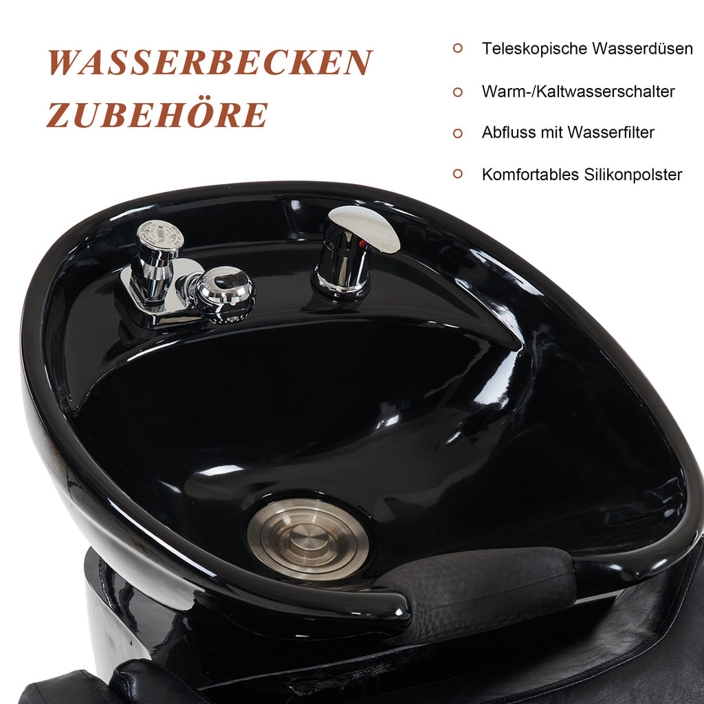 Friseurwaschbecken Waschplatz Shampoo Stuhl 9090 Schwarz