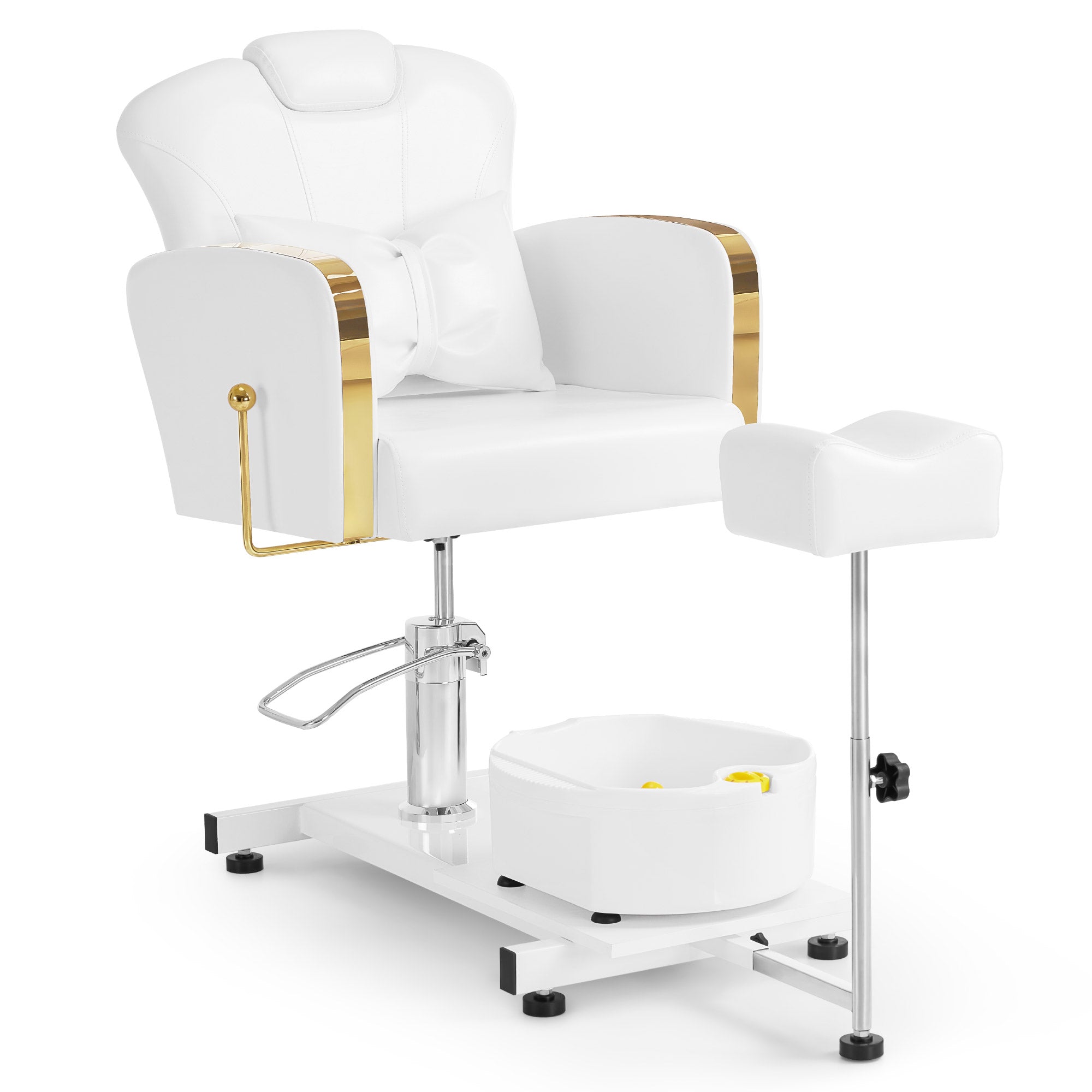 Pediküre Stuhl mit Fußbadewanne F0371 Gold-Weiß