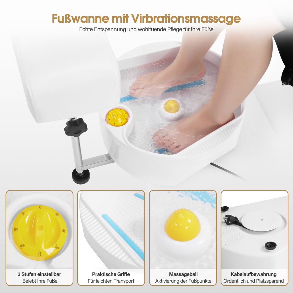 Pediküre Stuhl mit Fußbadewanne F0371 Gold-Weiß
