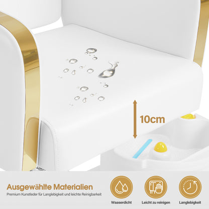 Pediküre Stuhl mit Fußbadewanne F0371 Gold-Weiß