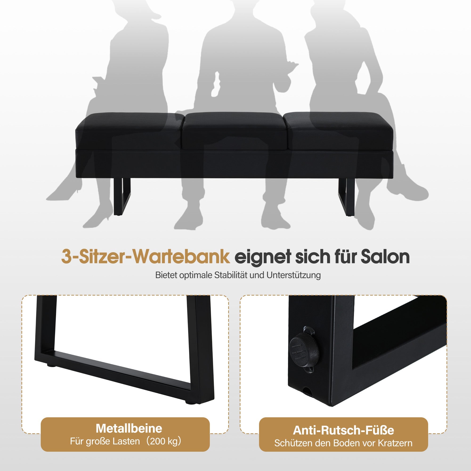 3-Sitzer Sitzbank W513 Schwarz