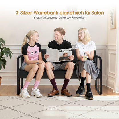 3-Sitzer Sitzbank mit Armlehnen W528 Schwarz