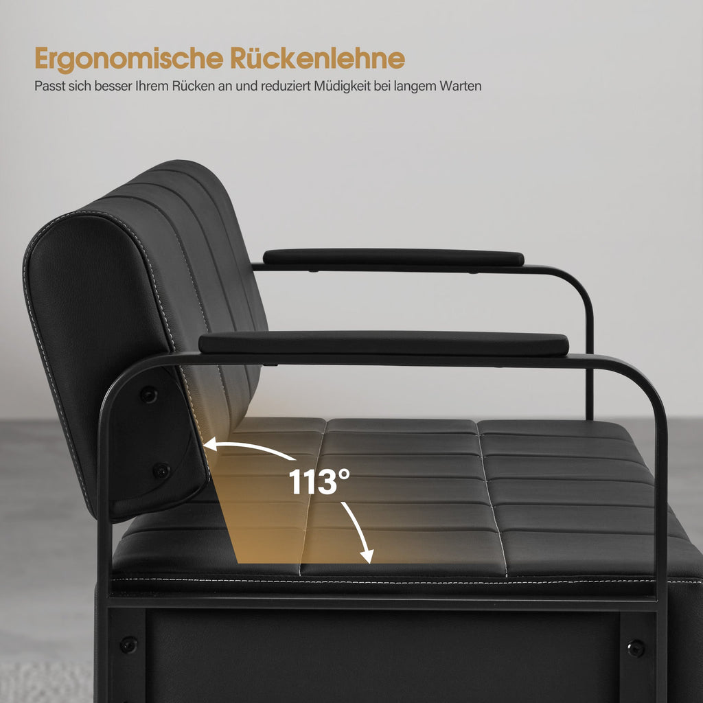 3-Sitzer Sitzbank mit Armlehnen W528 Schwarz