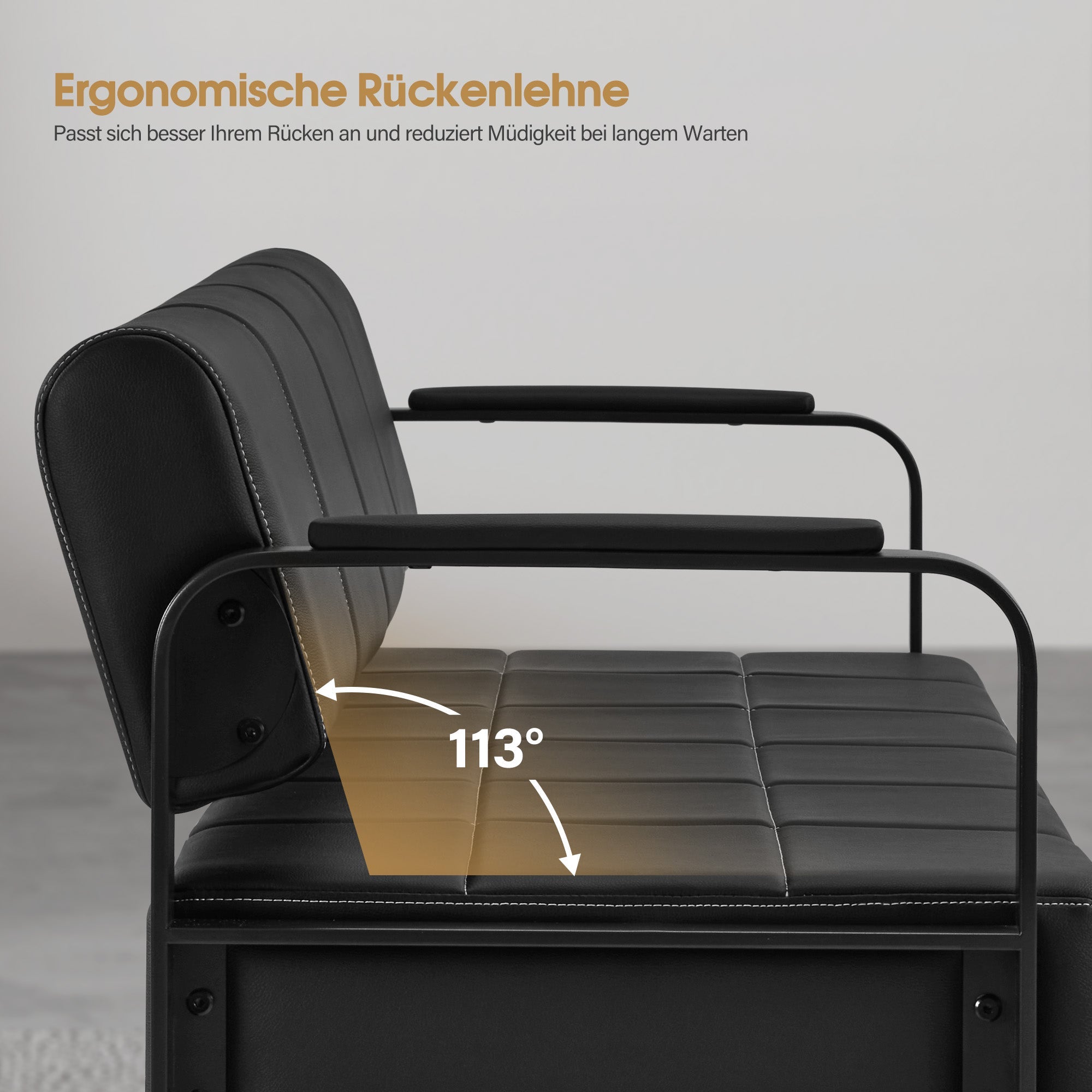 3-Sitzer Sitzbank mit Armlehnen W528 Schwarz