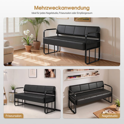 3-Sitzer Sitzbank mit Armlehnen W528 Schwarz