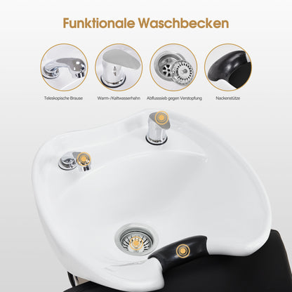 Friseurstuhl mit Waschbecken 8010 Schwarz