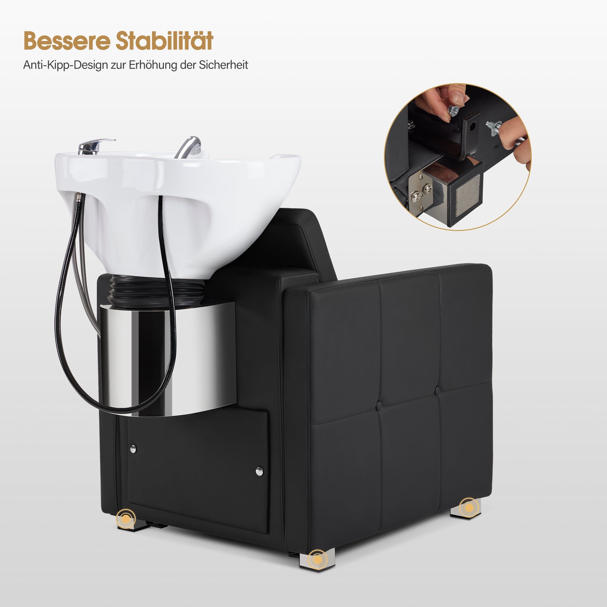 Friseurstuhl mit Waschbecken 8010 Schwarz
