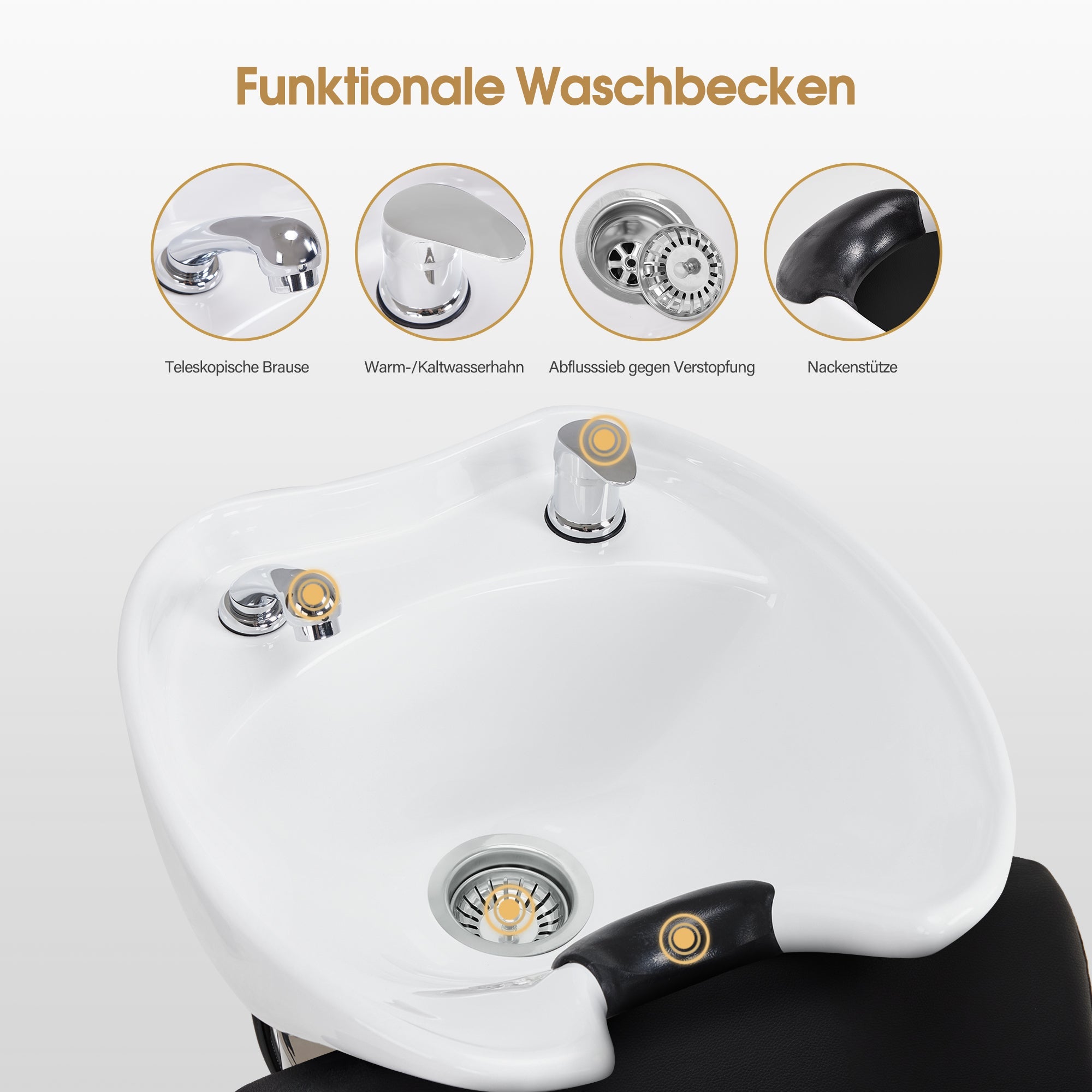 Friseurstuhl mit Waschbecken 8611 Schwarz