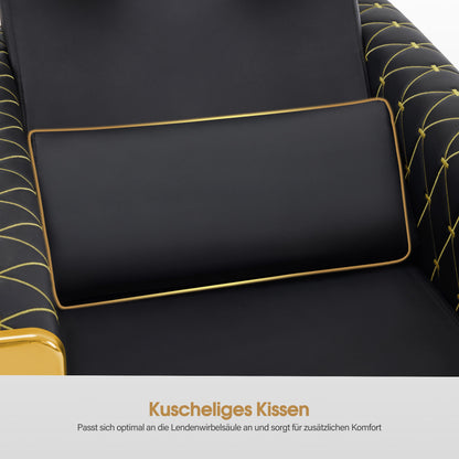 Friseurstuhl mit Waschbecken Retro 8631 Schwarz-Gold
