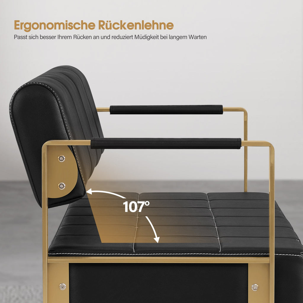 3-Sitzer Sitzbank mit goldenen Armlehnen W528 Schwarz-Gold