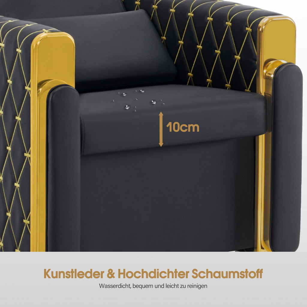 Friseurstuhl mit Waschbecken Retro 8631 Schwarz-Gold