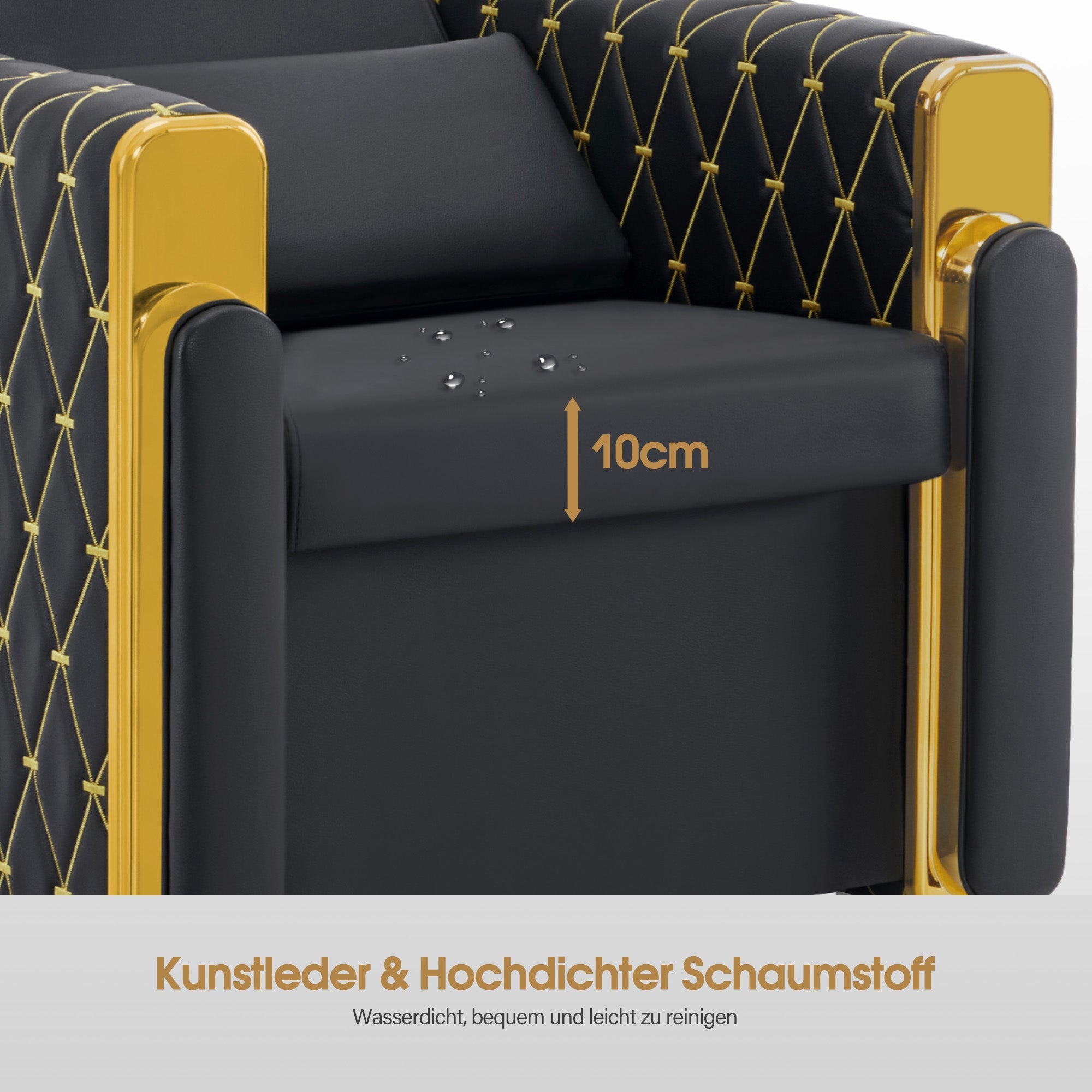 Friseurstuhl mit Waschbecken Retro 8631 Schwarz-Gold