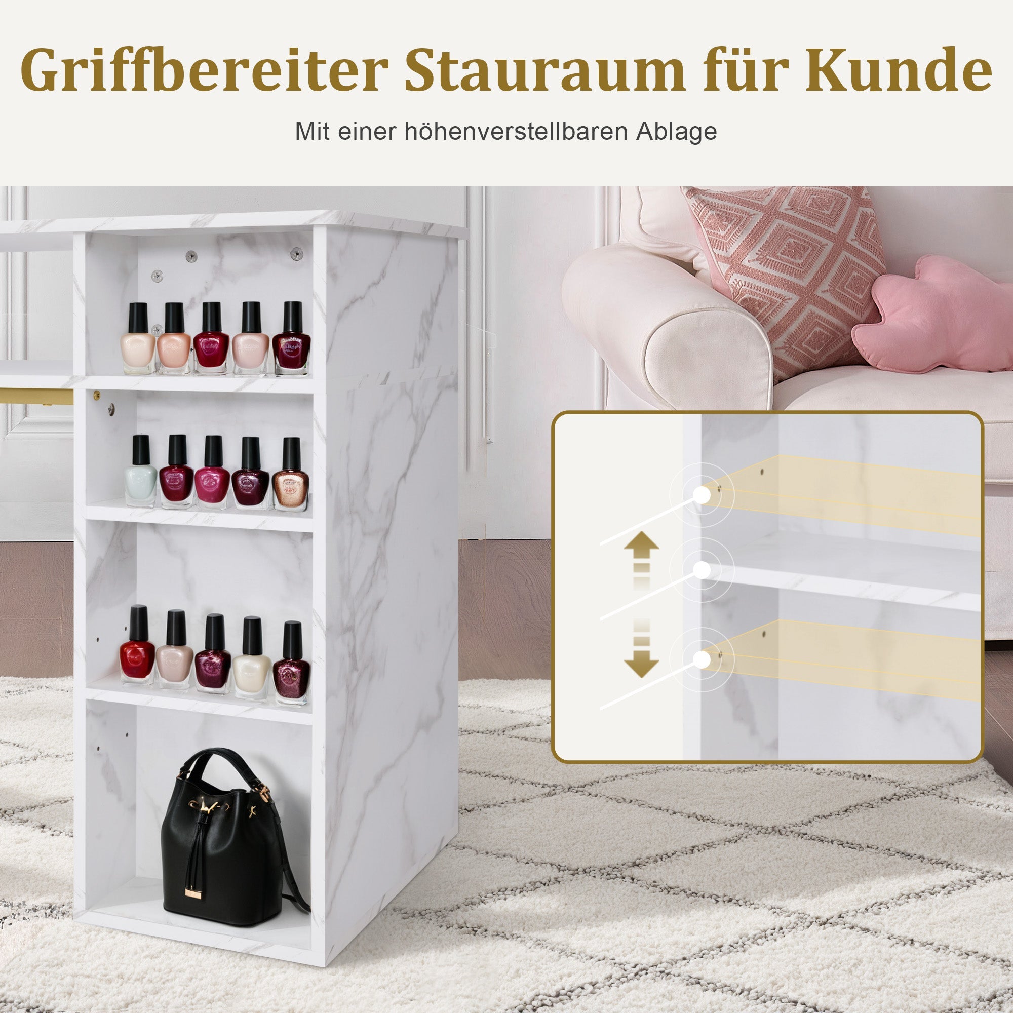 Manikürtisch mit Schublade & Schrank - Nageltisch mit Absaugung & 3 Steckdosen