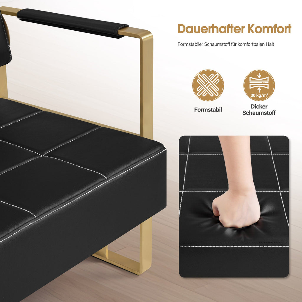 3-Sitzer Sitzbank mit goldenen Armlehnen W528 Schwarz-Gold