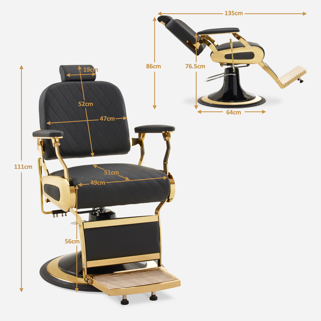 Friseurstuhl Modern 3855 Gold-Schwarz