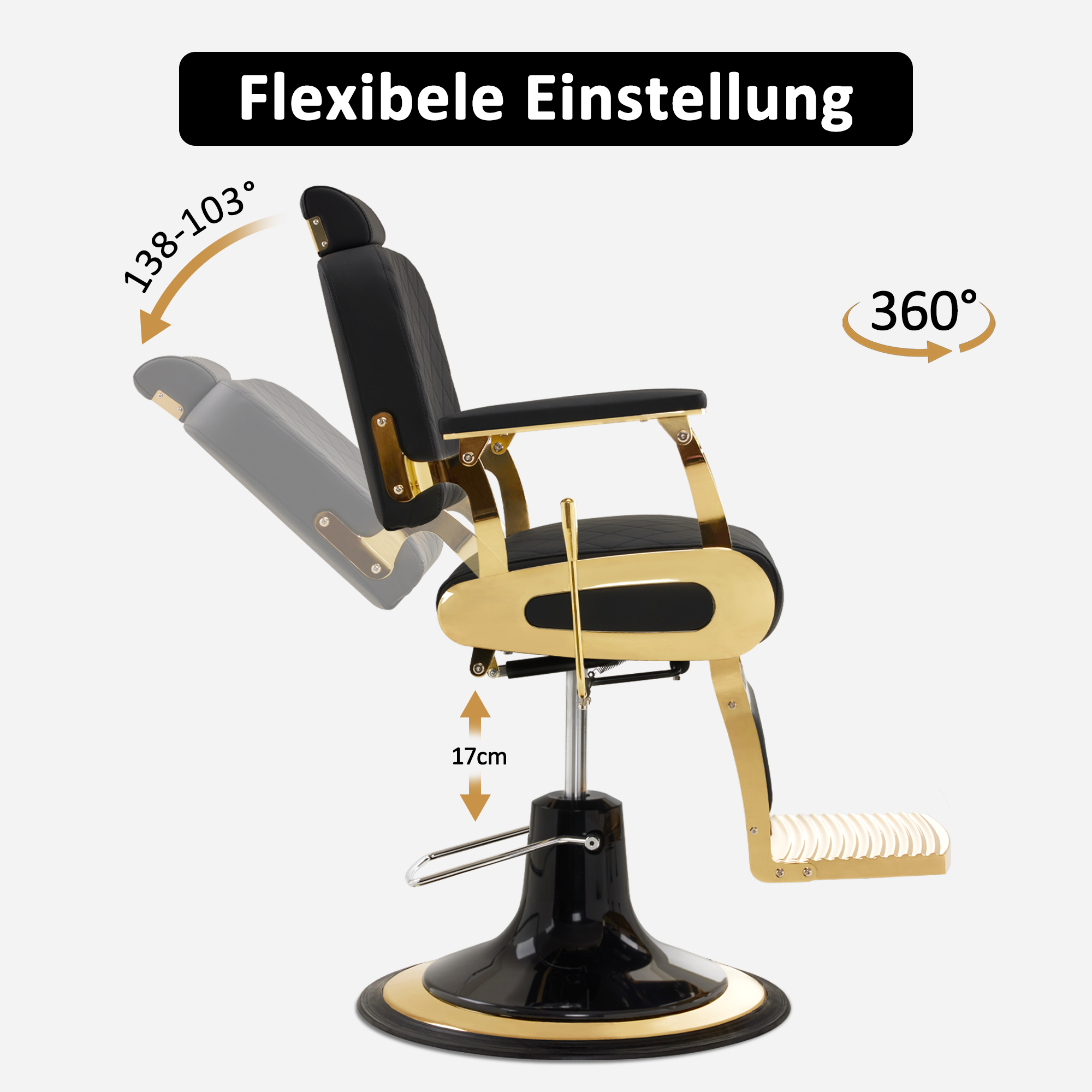 Friseurstuhl Modern 3855 Gold-Schwarz