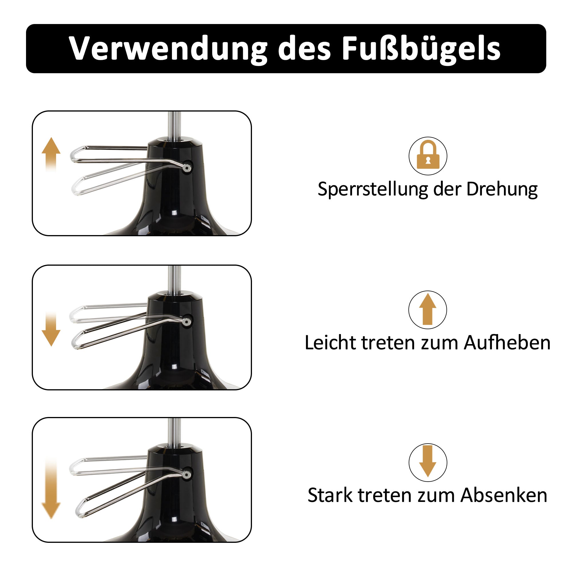Friseurstuhl Modern 3855 Gold-Schwarz
