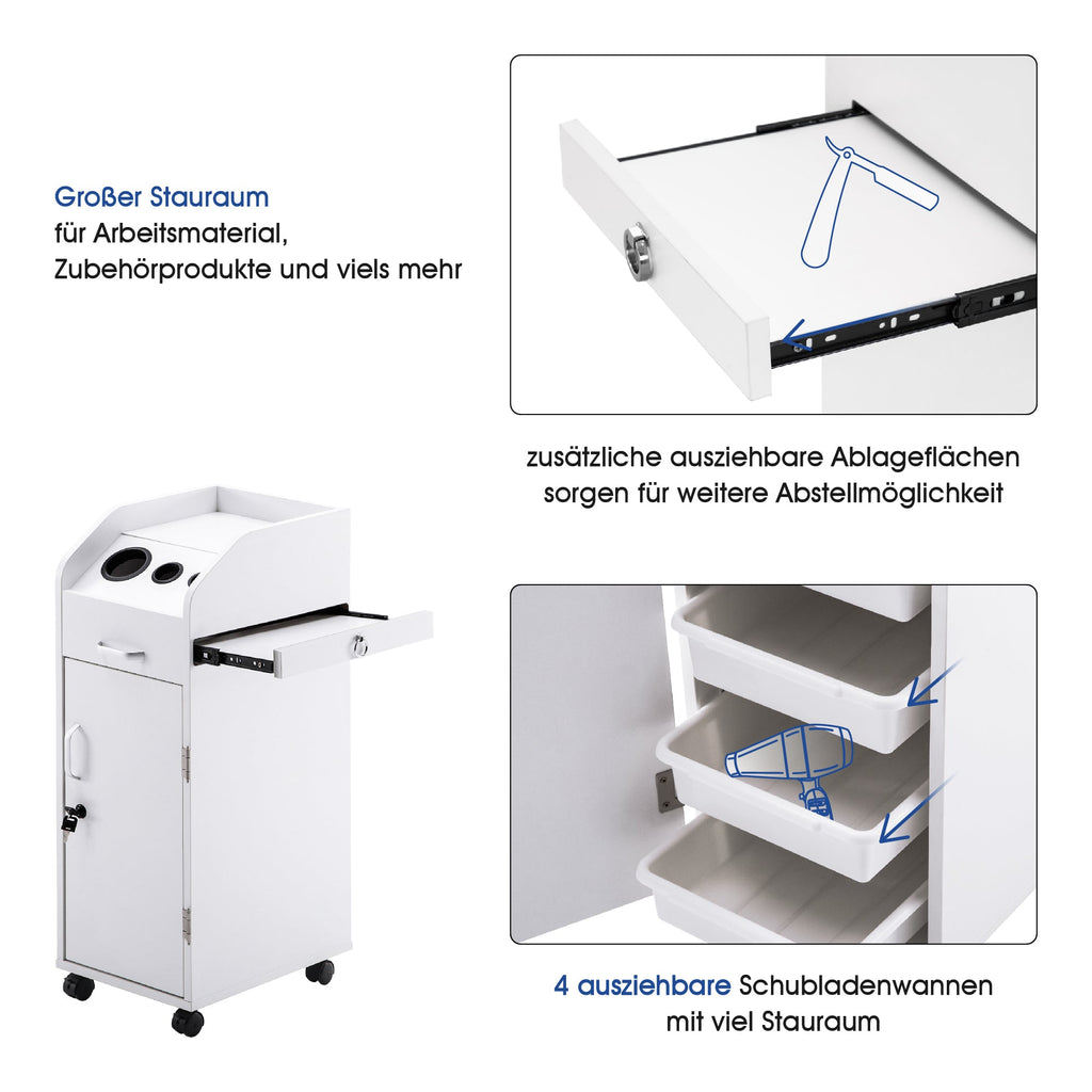 Friseurwagen Kosmetikwagen Arbeitswagen Rollwagen Weiß
