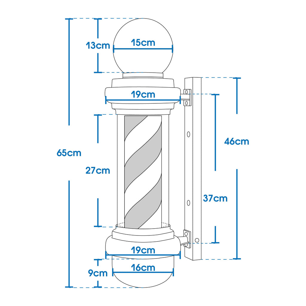 Barber Pole Barbierstab mit LED Kugelleuchte L018B