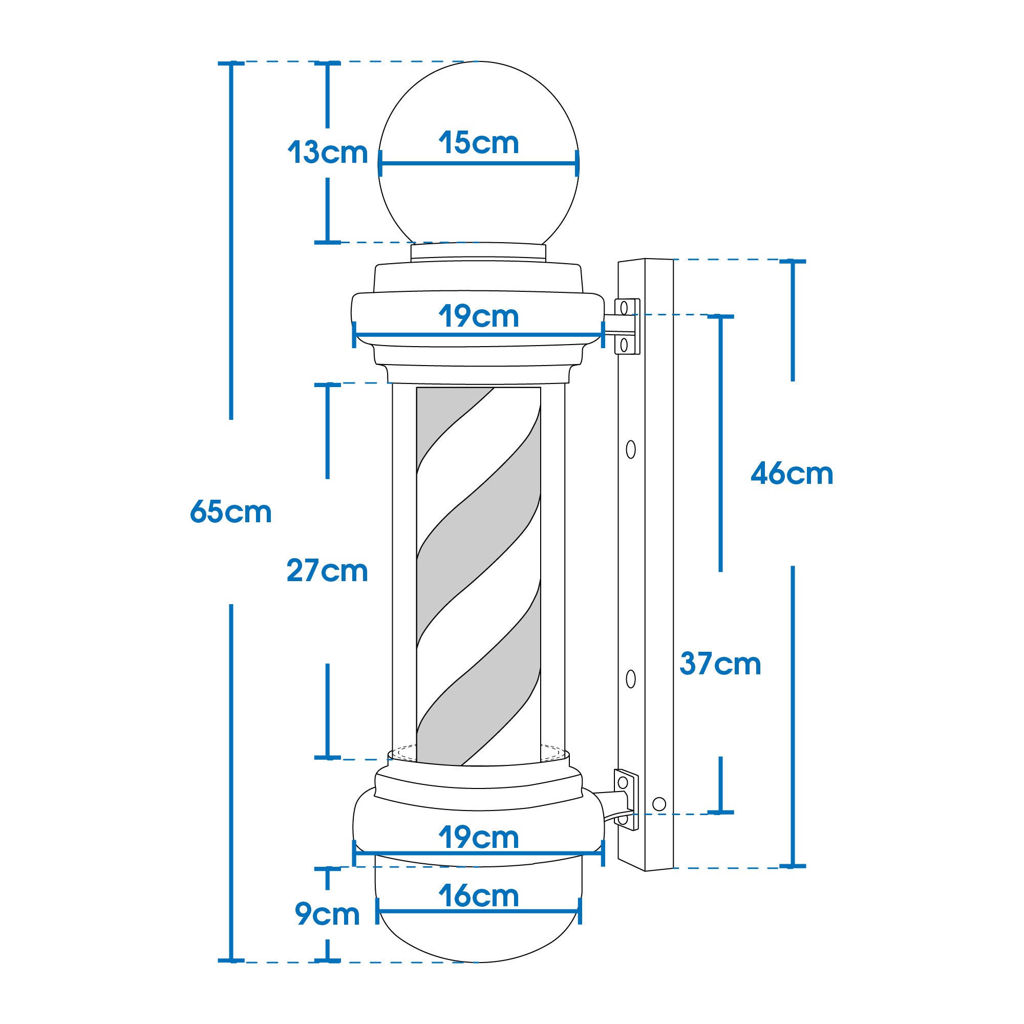 Barber Pole Barbierstab mit LED Kugelleuchte L018B